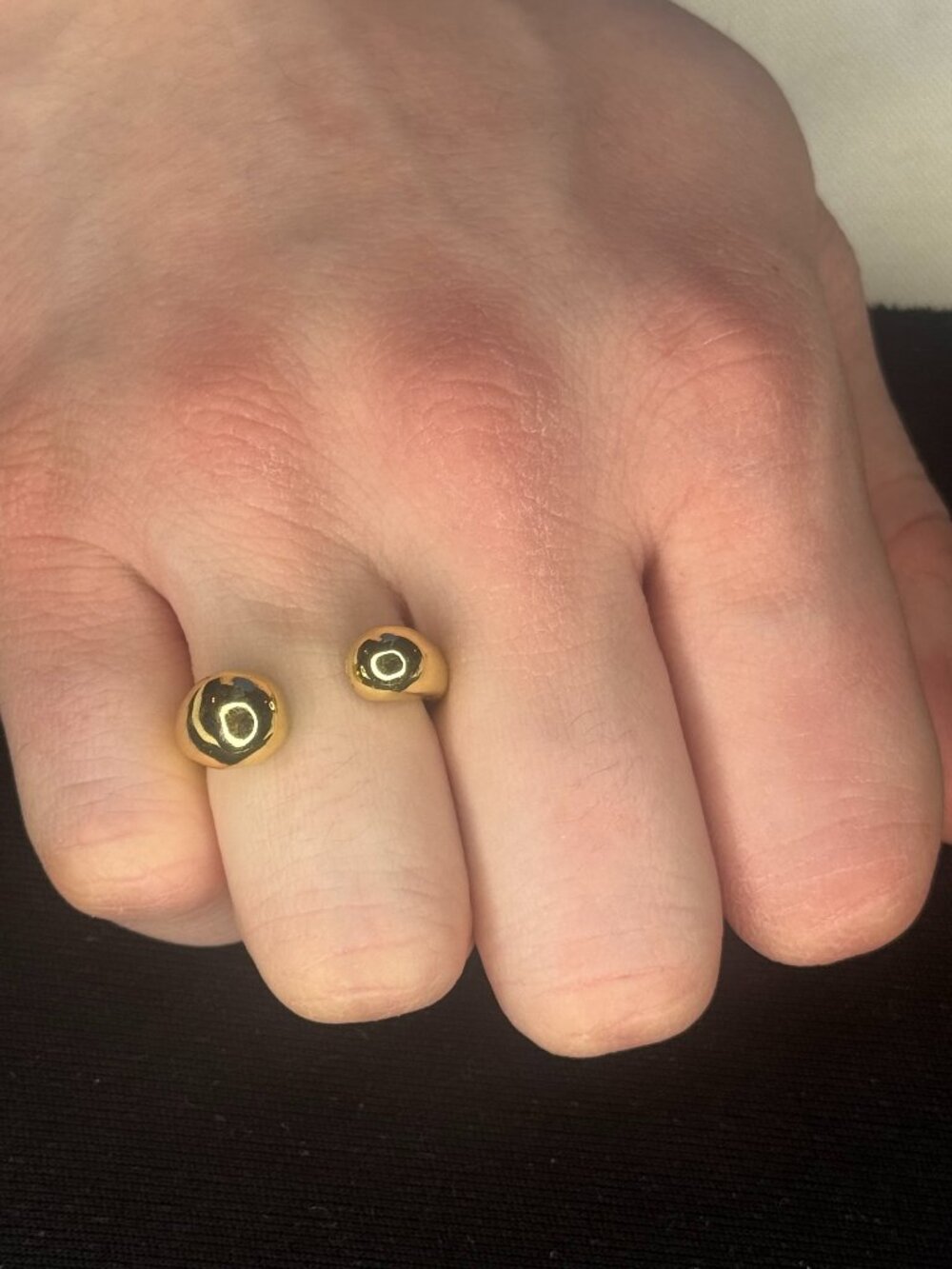Gold Tone Dome Ball Ring Pair